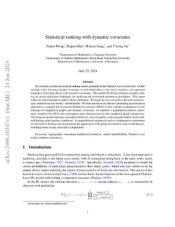 Statistical ranking with dynamic covariates
