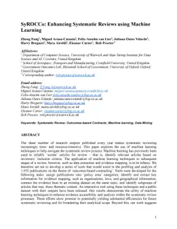 SyROCCo: Enhancing Systematic Reviews using Machine Learning