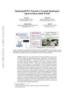 QuadrupedGPT: Towards a Versatile Quadruped Agent in Open-ended Worlds