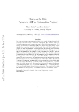 Cherry on the Cake: Fairness is NOT an Optimization Problem