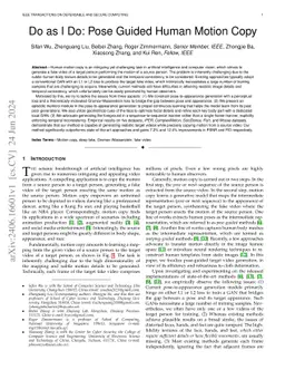 Do As I Do: Pose Guided Human Motion Copy