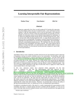 Learning Interpretable Fair Representations