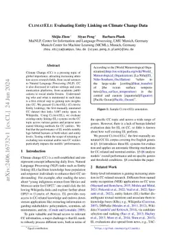CLIMATELI: Evaluating Entity Linking on Climate Change Data