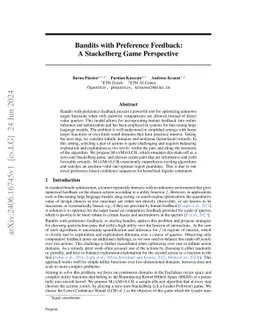 Bandits with Preference Feedback: A Stackelberg Game Perspective