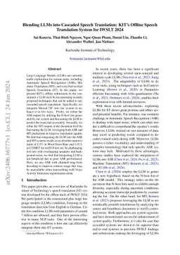 Blending LLMs into Cascaded Speech Translation: KIT's Offline Speech
  Translation System for IWSLT 2024