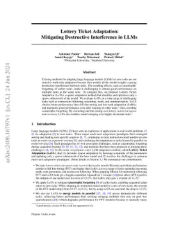 Lottery Ticket Adaptation: Mitigating Destructive Interference in LLMs