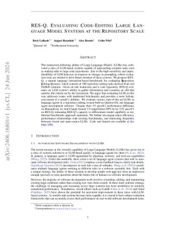 RES-Q: Evaluating Code-Editing Large Language Model Systems at the
  Repository Scale