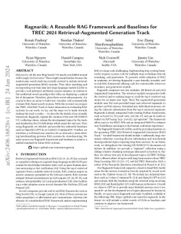 Ragnarök: A Reusable RAG Framework and Baselines for TREC 2024
  Retrieval-Augmented Generation Track