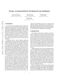 TextAge: A Curated and Diverse Text Dataset for Age Classification
