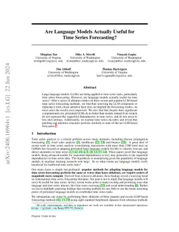 Are Language Models Actually Useful for Time Series Forecasting?
