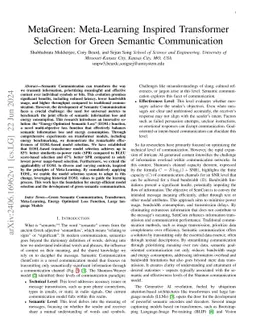 MetaGreen: Meta-Learning Inspired Transformer Selection for Green
  Semantic Communication