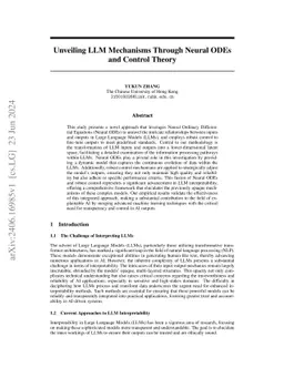 Unveiling LLM Mechanisms Through Neural ODEs and Control Theory