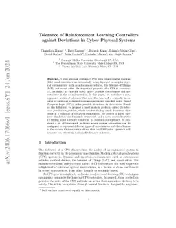 Tolerance of Reinforcement Learning Controllers against Deviations in
  Cyber Physical Systems