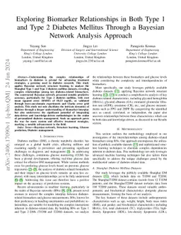 Exploring Biomarker Relationships in Both Type 1 and Type 2 Diabetes
  Mellitus Through a Bayesian Network Analysis Approach