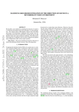 Maximum Likelihood Estimation of the Direction of Sound In A Reverberant
  Noisy Environment