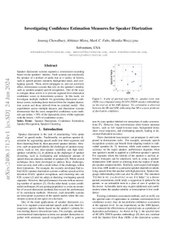 Investigating Confidence Estimation Measures for Speaker Diarization