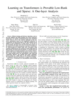 Learning on Transformers is Provable Low-Rank and Sparse: A One-layer
  Analysis