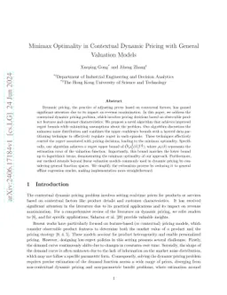 Minimax Optimality in Contextual Dynamic Pricing with General Valuation Models