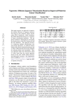 Vaporetto: Efficient Japanese Tokenization Based on Improved Pointwise
  Linear Classification