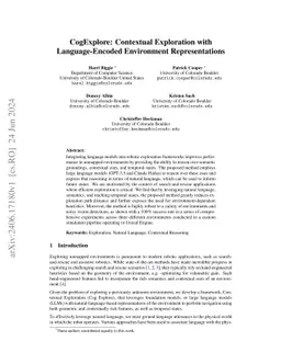 CogExplore: Contextual Exploration with Language-Encoded Environment
  Representations