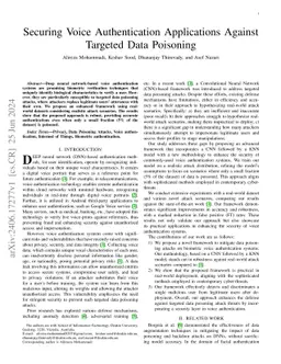 Securing Voice Authentication Applications Against Targeted Data
  Poisoning