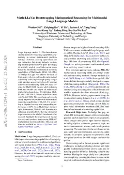 Math-LLaVA: Bootstrapping Mathematical Reasoning for Multimodal Large
  Language Models