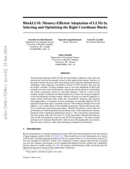 BlockLLM: Memory-Efficient Adaptation of LLMs by Selecting and
  Optimizing the Right Coordinate Blocks