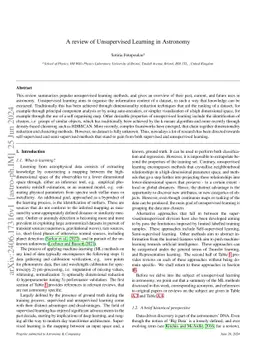 A review of unsupervised learning in astronomy