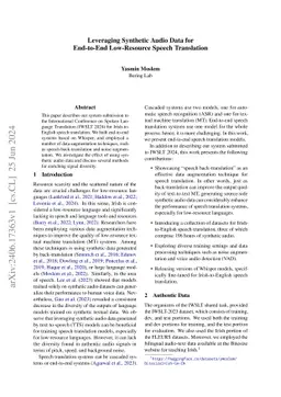 Leveraging Synthetic Audio Data for End-to-End Low-Resource Speech
  Translation