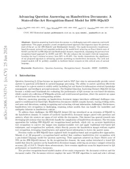 Advancing Question Answering on Handwritten Documents: A
  State-of-the-Art Recognition-Based Model for HW-SQuAD