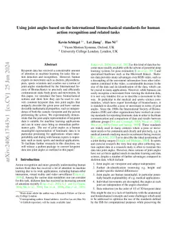 Using joint angles based on the international biomechanical standards
  for human action recognition and related tasks