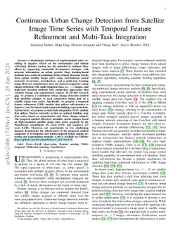 Continuous Urban Change Detection from Satellite Image Time Series with Temporal Feature Refinement and Multi-Task Integration