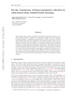 On the consistency of hyper-parameter selection in value-based deep
  reinforcement learning