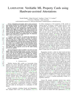 Laminator: Verifiable ML Property Cards using Hardware-assisted Attestations