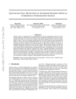 Advancing Cell Detection in Anterior Segment Optical Coherence
  Tomography Images