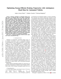 Optimizing Energy-Efficient Braking Trajectories with Anticipatory Road
  Data for Automated Vehicles