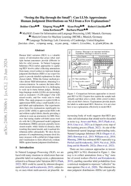 "Seeing the Big through the Small": Can LLMs Approximate Human Judgment
  Distributions on NLI from a Few Explanations?