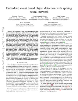 Embedded event based object detection with spiking neural network