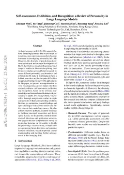 Self-assessment, Exhibition, and Recognition: a Review of Personality in
  Large Language Models