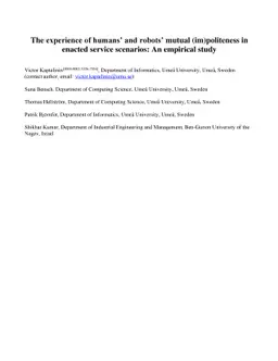 The experience of humans' and robots' mutual (im)politeness in enacted
  service scenarios: An empirical study