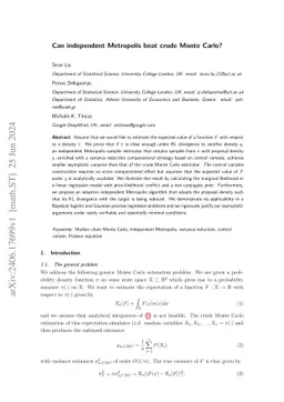 Can independent Metropolis beat crude Monte Carlo?