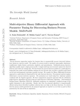 Multi-objective Binary Differential Approach with Parameter Tuning for
  Discovering Business Process Models: MoD-ProM