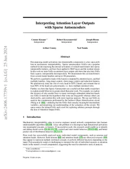 Interpreting Attention Layer Outputs with Sparse Autoencoders