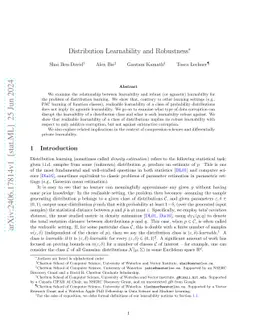Distribution Learnability and Robustness