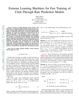 Extreme Learning Machines for Fast Training of Click-Through Rate
  Prediction Models