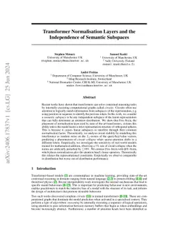 Transformer Normalisation Layers and the Independence of Semantic
  Subspaces