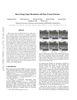 Burst Image Super-Resolution with Base Frame Selection