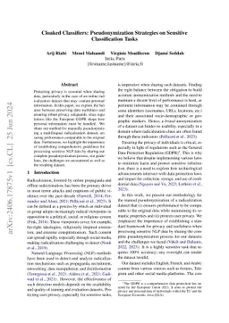 Cloaked Classifiers: Pseudonymization Strategies on Sensitive
  Classification Tasks