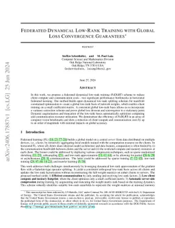Federated Dynamical Low-Rank Training with Global Loss Convergence
  Guarantees