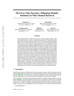 MLLM as Video Narrator: Mitigating Modality Imbalance in Video Moment
  Retrieval